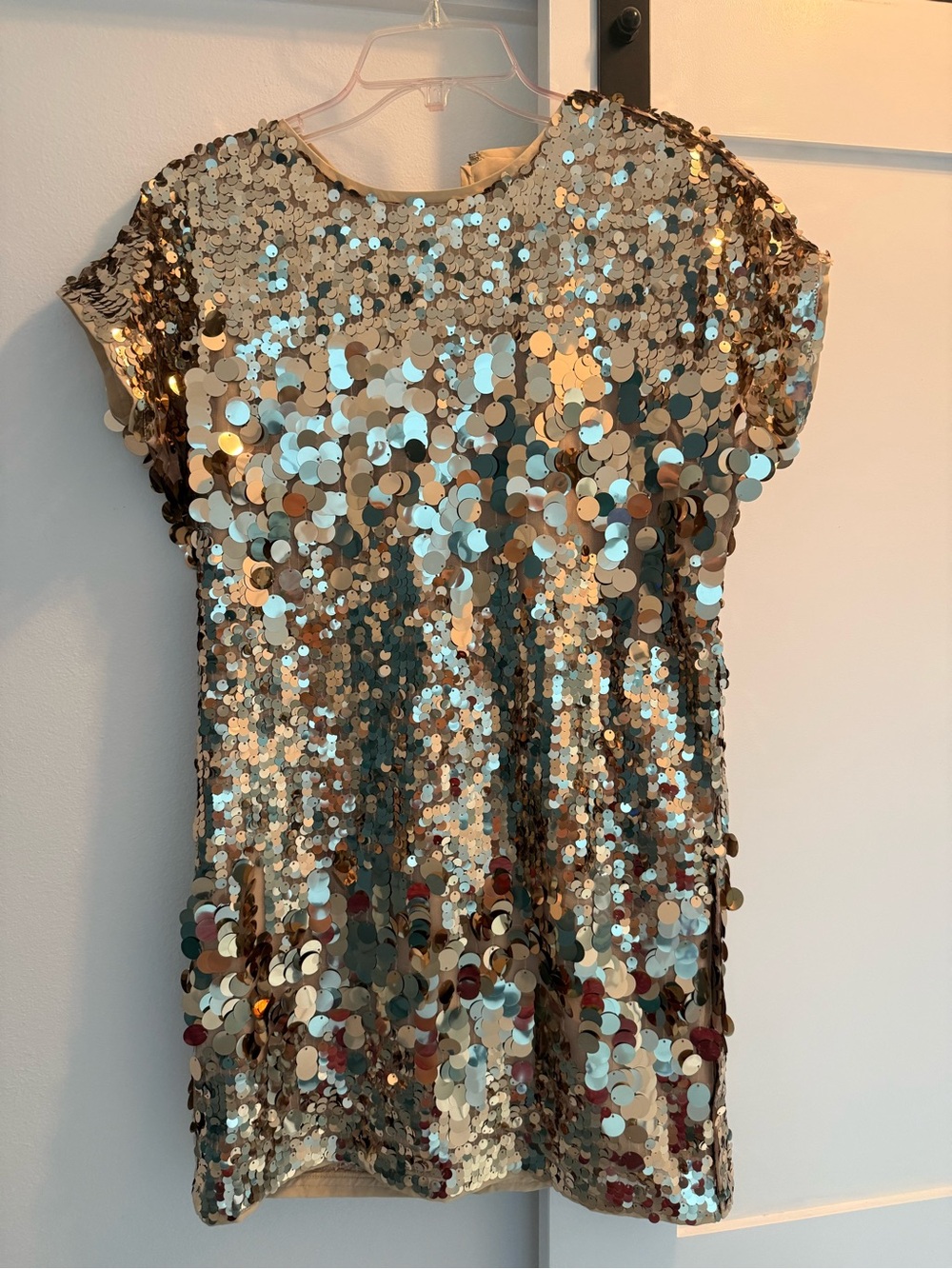 Express Gold Sequin Short Sleeve Tunic